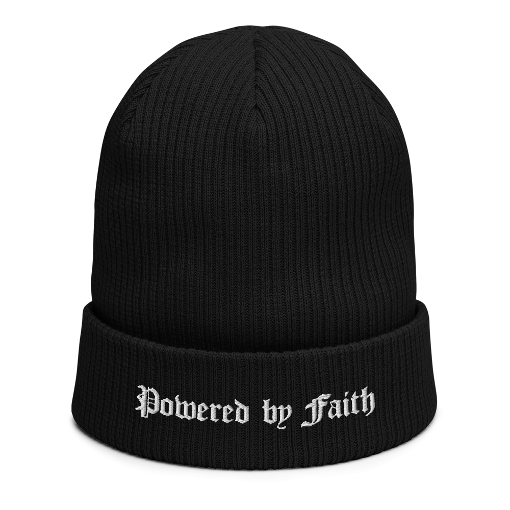 Organic Powered by Faith ribbed beanie