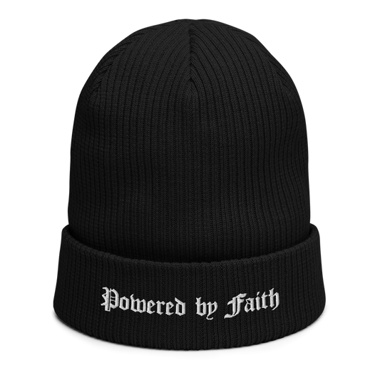 Organic Powered by Faith ribbed beanie