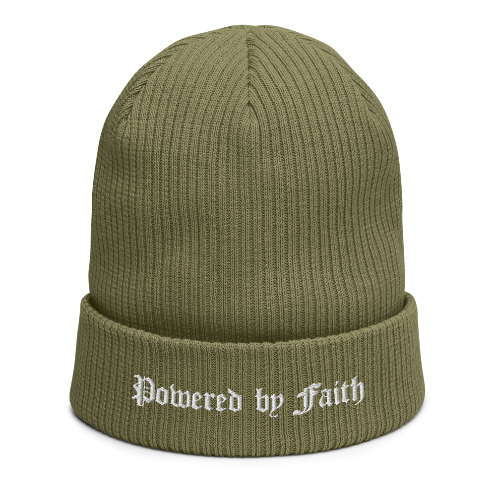 Organic Powered by Faith ribbed beanie