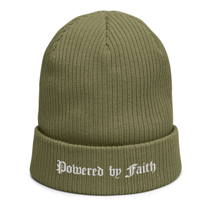 Organic Powered by Faith ribbed beanie