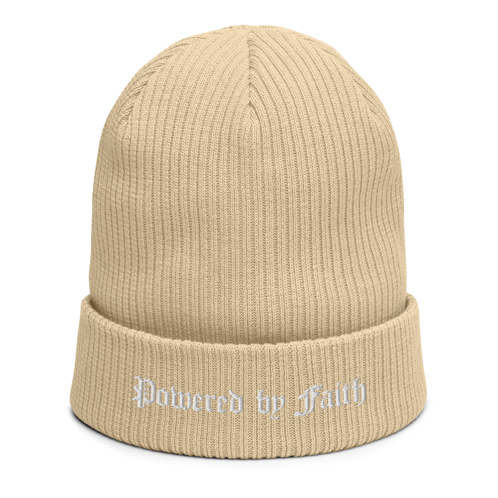 Organic Powered by Faith ribbed beanie